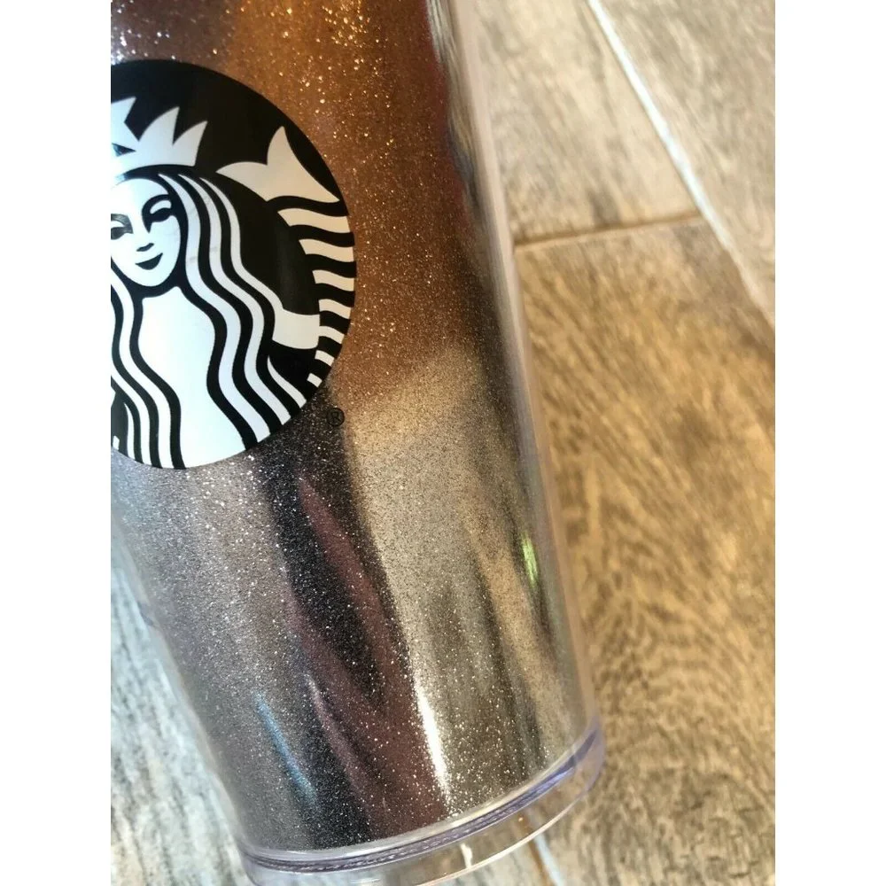 Starbucks Tumbler 16 oz‎ Silver Glitter Gradient Cold Coffee Cup Siren Logo
